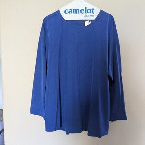 Eileen Fisher Shirt Blue Flowy with Long Sleeves